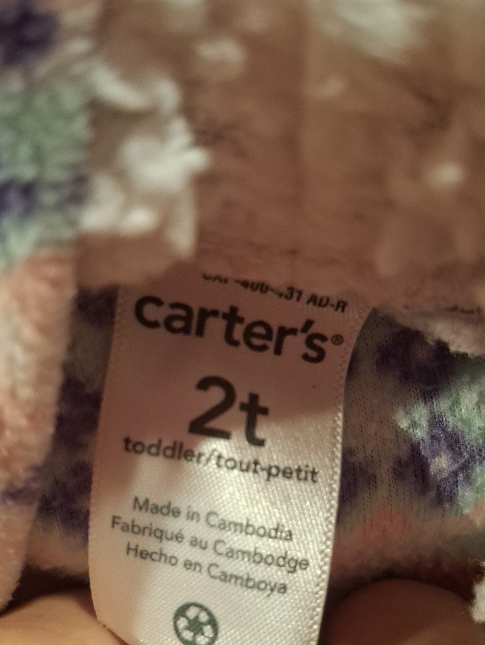 Toddler Hooded Fleece Pullover in Cream with Pink & Blue Snowflake Print - Picture 2 of 3